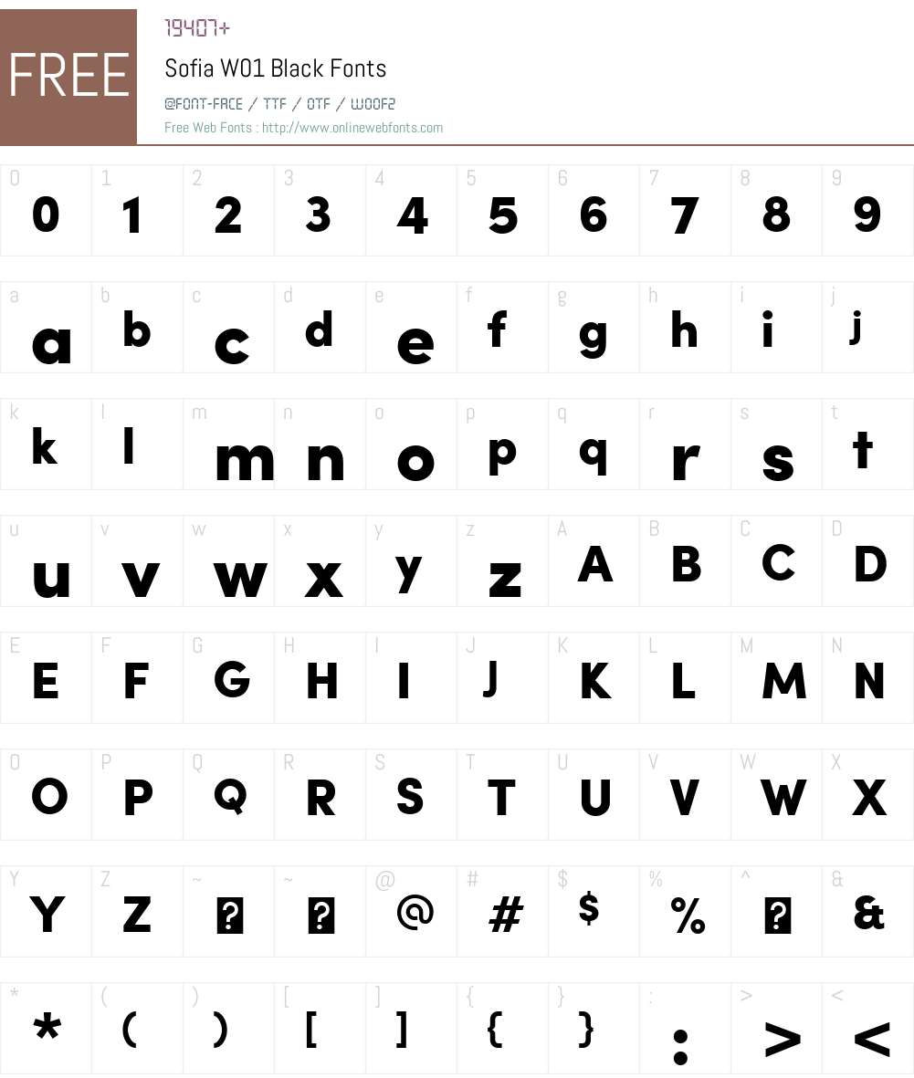 SofiaW01-Black Font Screenshots
