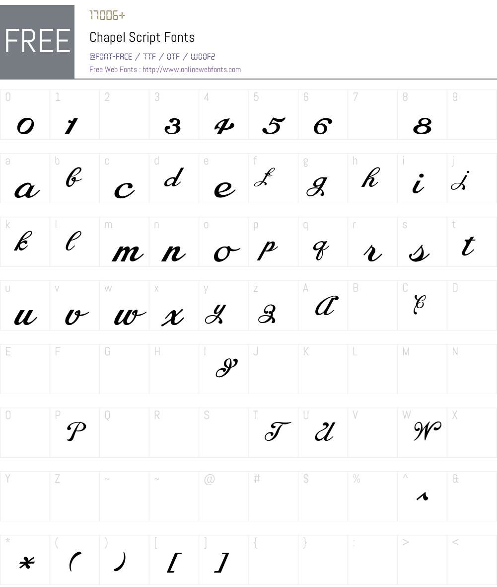 ChapelScript Font Screenshots