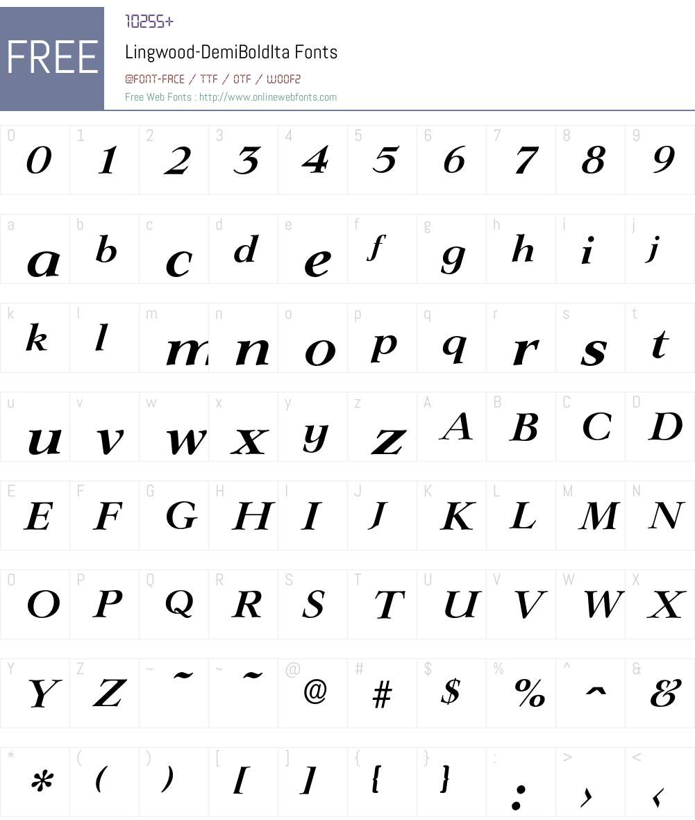 Lingwood-DemiBoldIta Font Screenshots