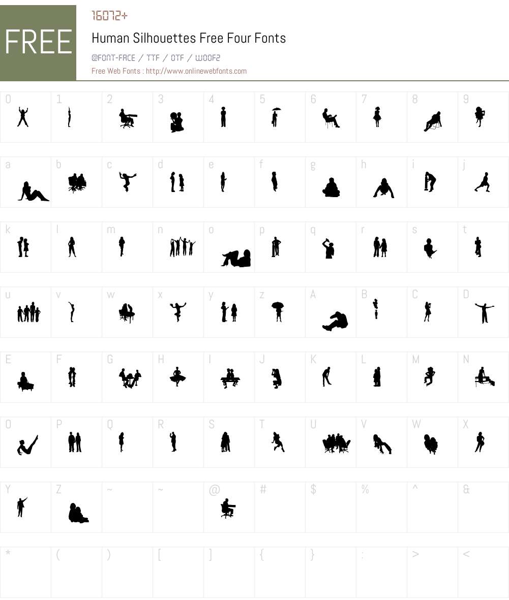 Human Silhouettes Free Four Font Screenshots
