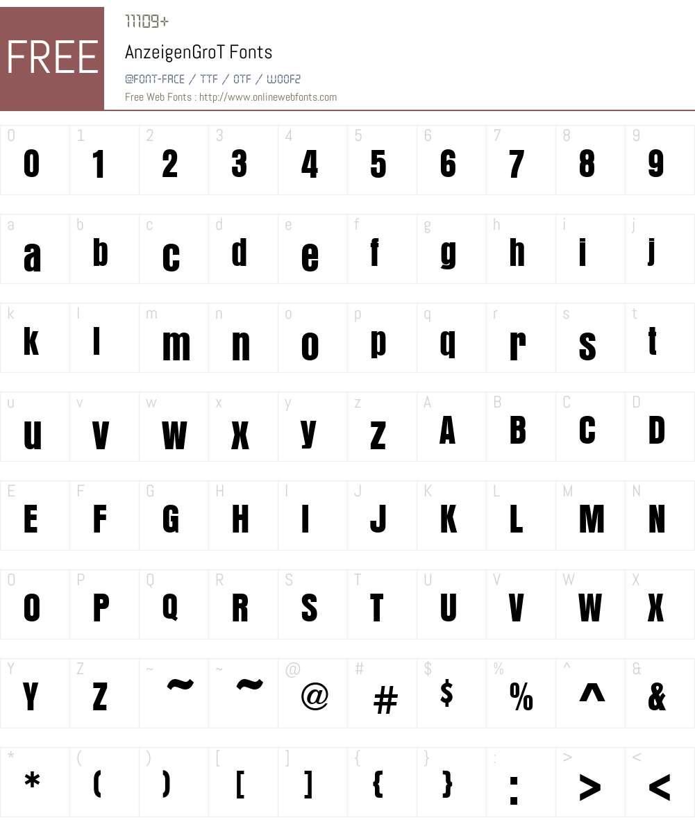 AnzeigenGroT Font Screenshots