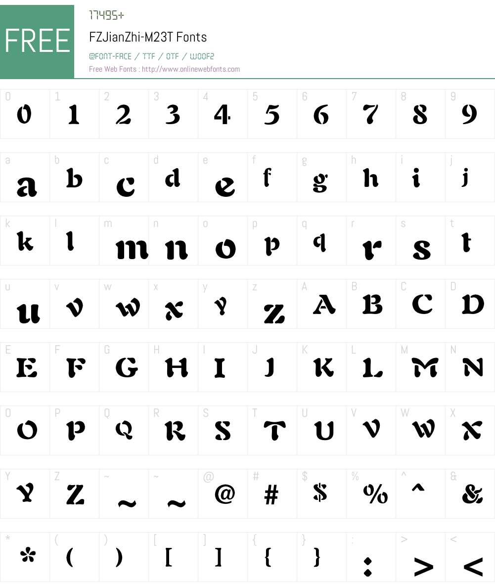 FZJianZhi-M23T Font Screenshots