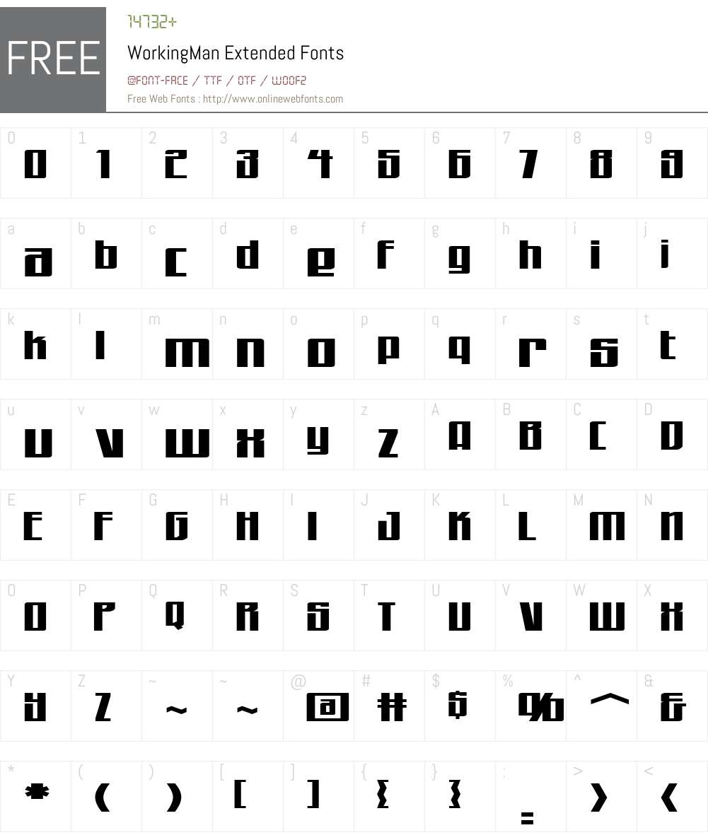 WorkingMan Extended Font Screenshots