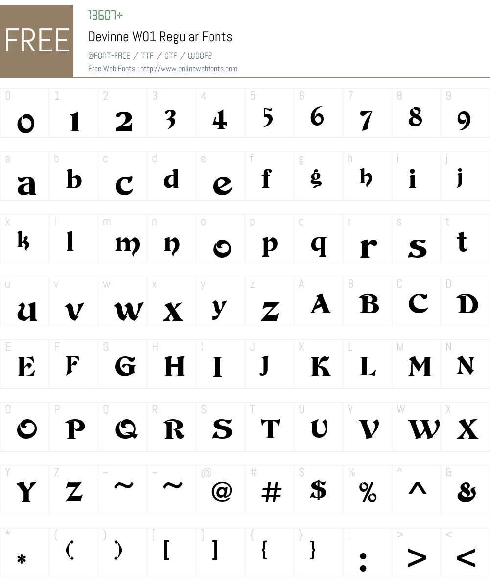 DevinneW01-Regular Font Screenshots