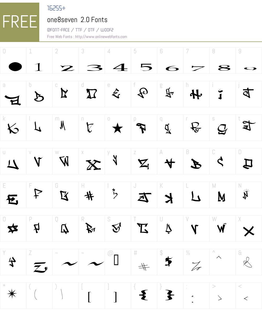 one8seven Font Screenshots