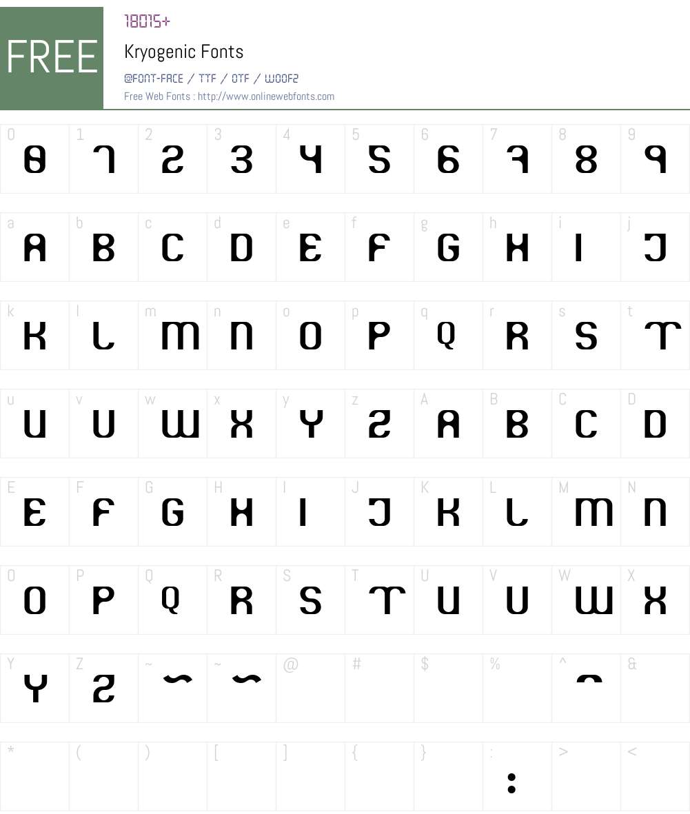Kryogenic Font Screenshots