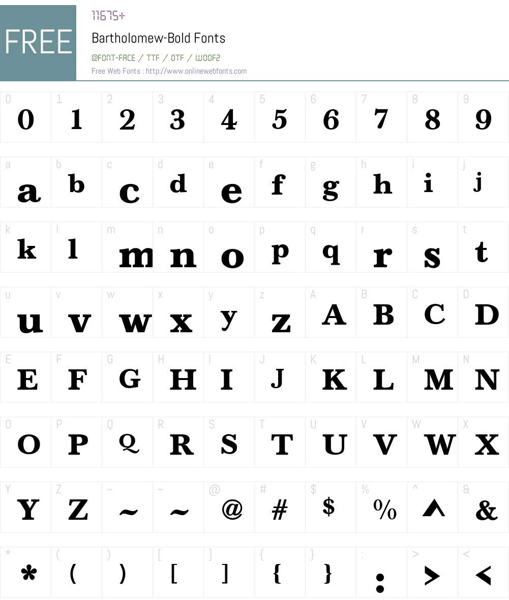 Bartholomew-Bold Font Screenshots