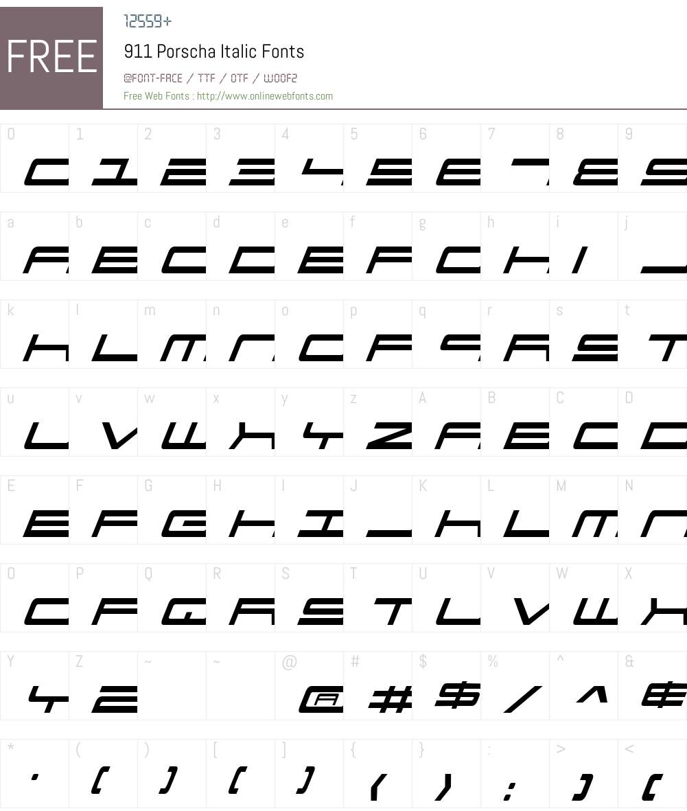 911 Porscha Italic Font Screenshots