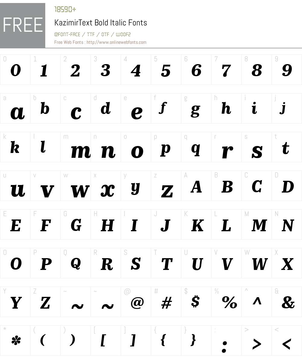 KazimirText-BoldIt Font Screenshots
