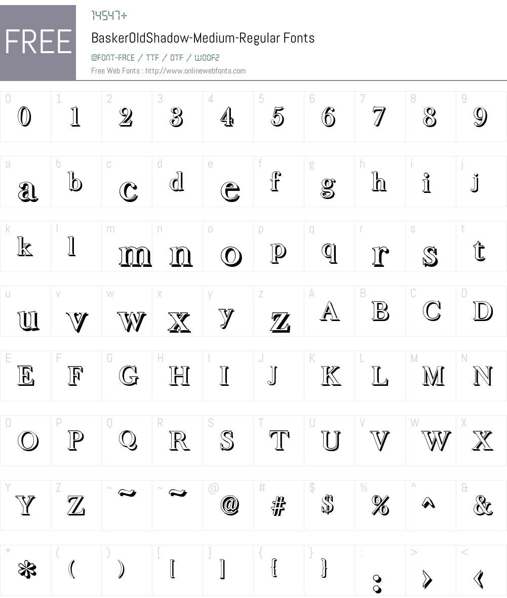 BaskerOldShadow-Medium Font Screenshots
