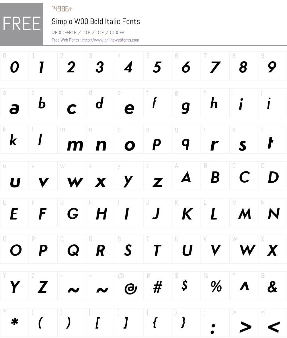 SimploW00-BoldItalic Font Screenshots