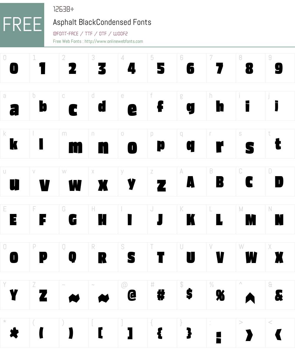 Asphalt BlackCondensed Font Screenshots