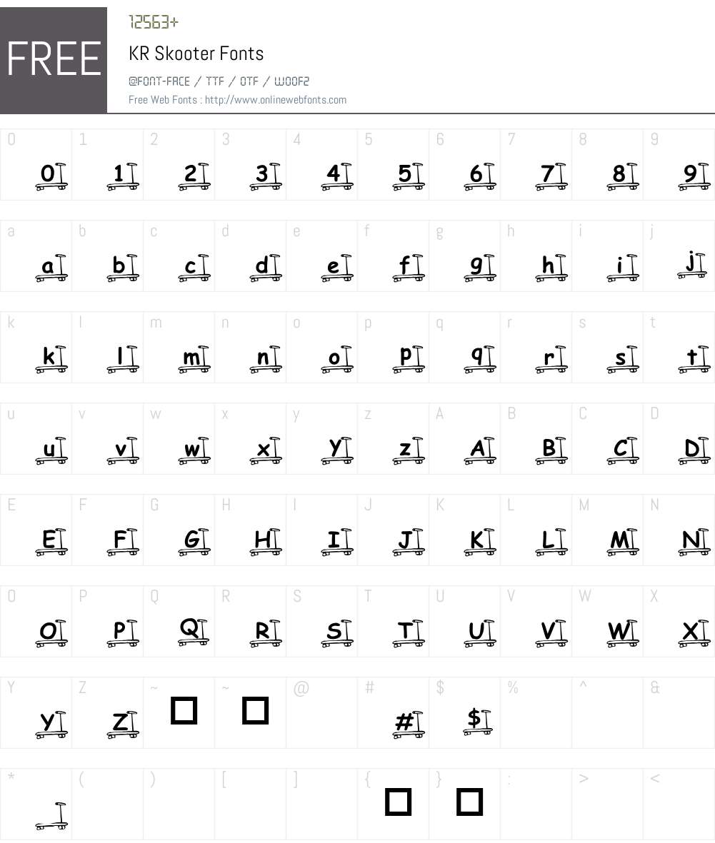 KR Skooter Font Screenshots