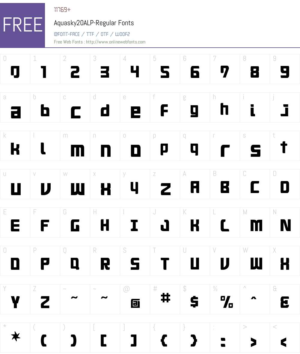 Aquasky20ALP Font Screenshots