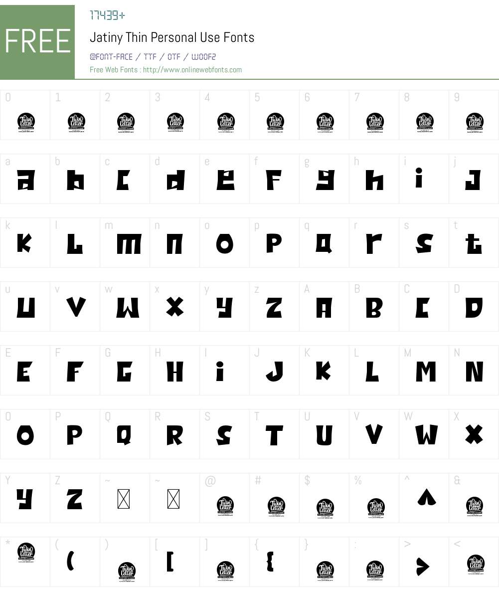 Jatiny Thin Personal Use Font Screenshots