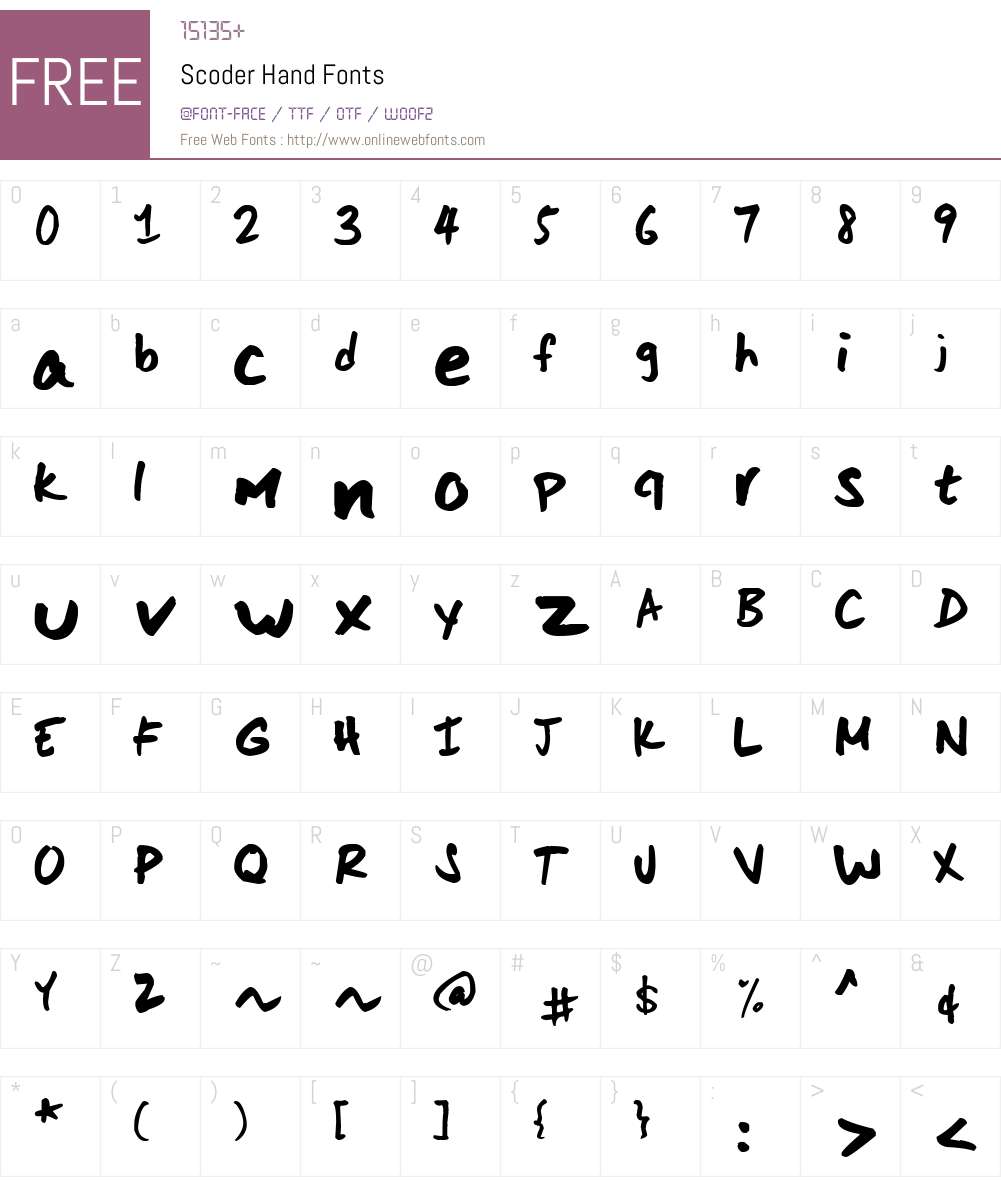 Scoder Hand Font Screenshots