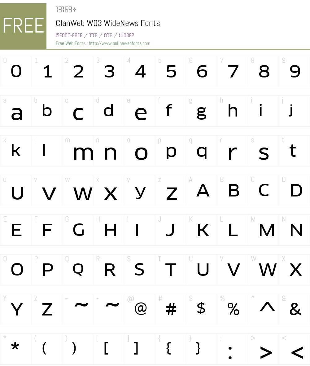 ClanWebW03-WideNews Font Screenshots