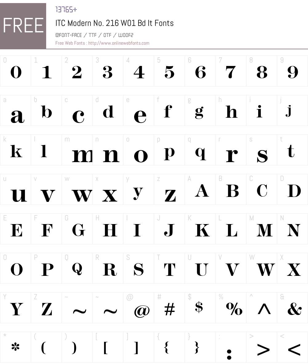ITC Modern No. 216 Font Screenshots