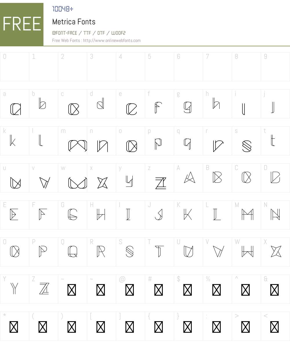 Metrica Font Screenshots