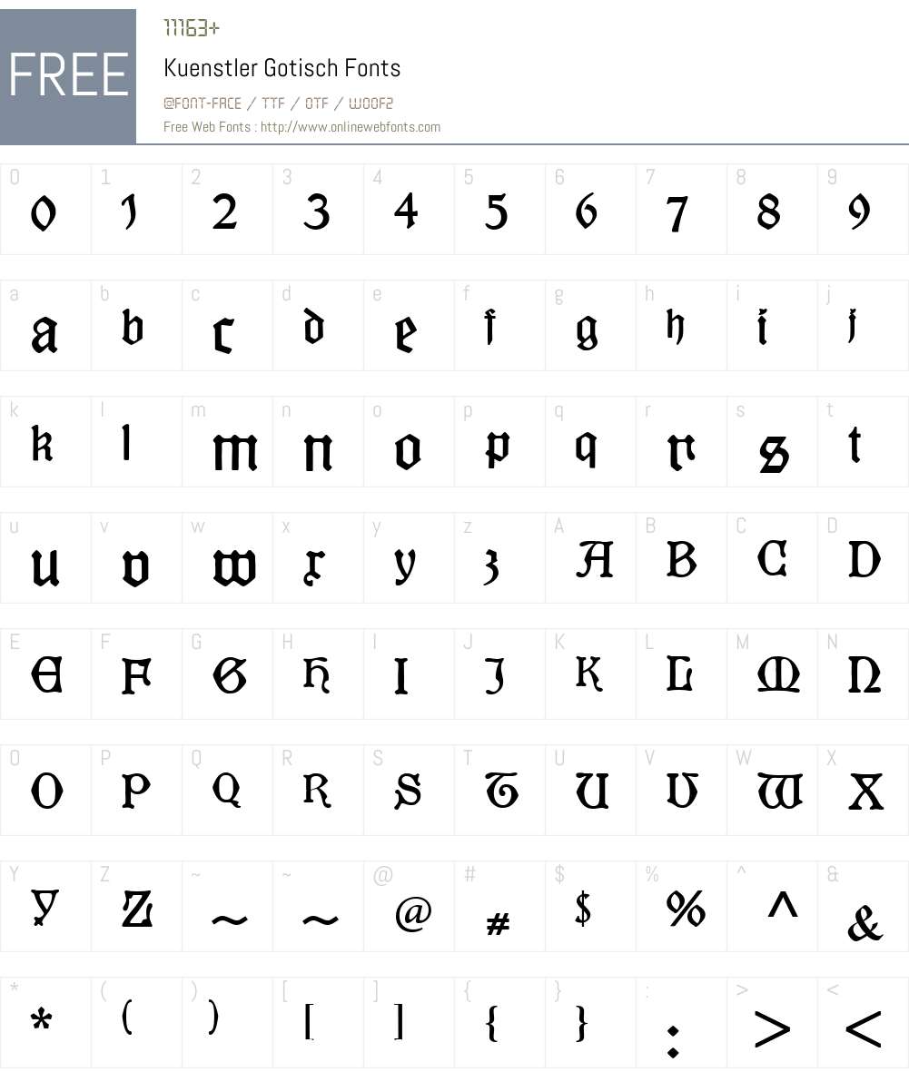 Kuenstler Gotisch Font Screenshots