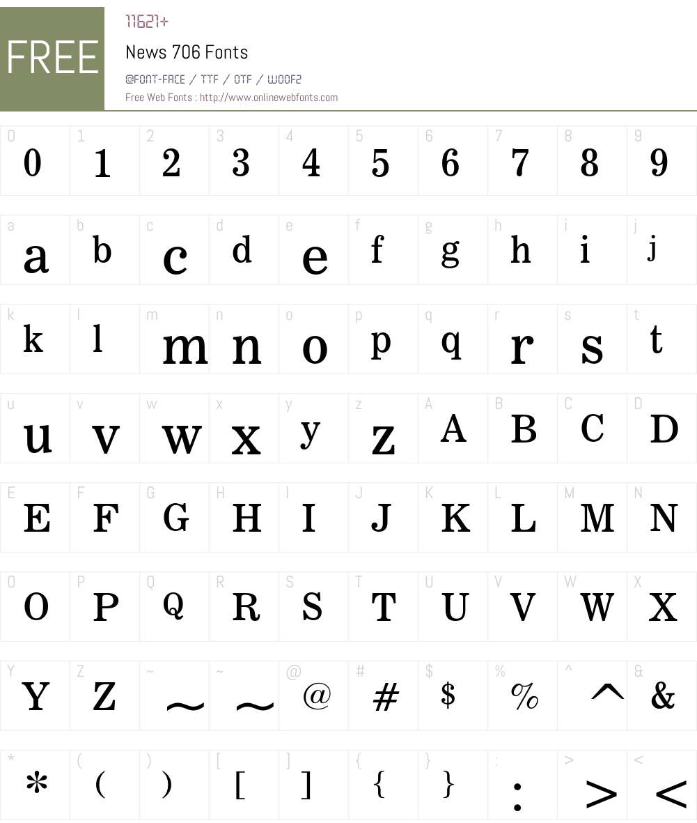 News 706 Font Screenshots