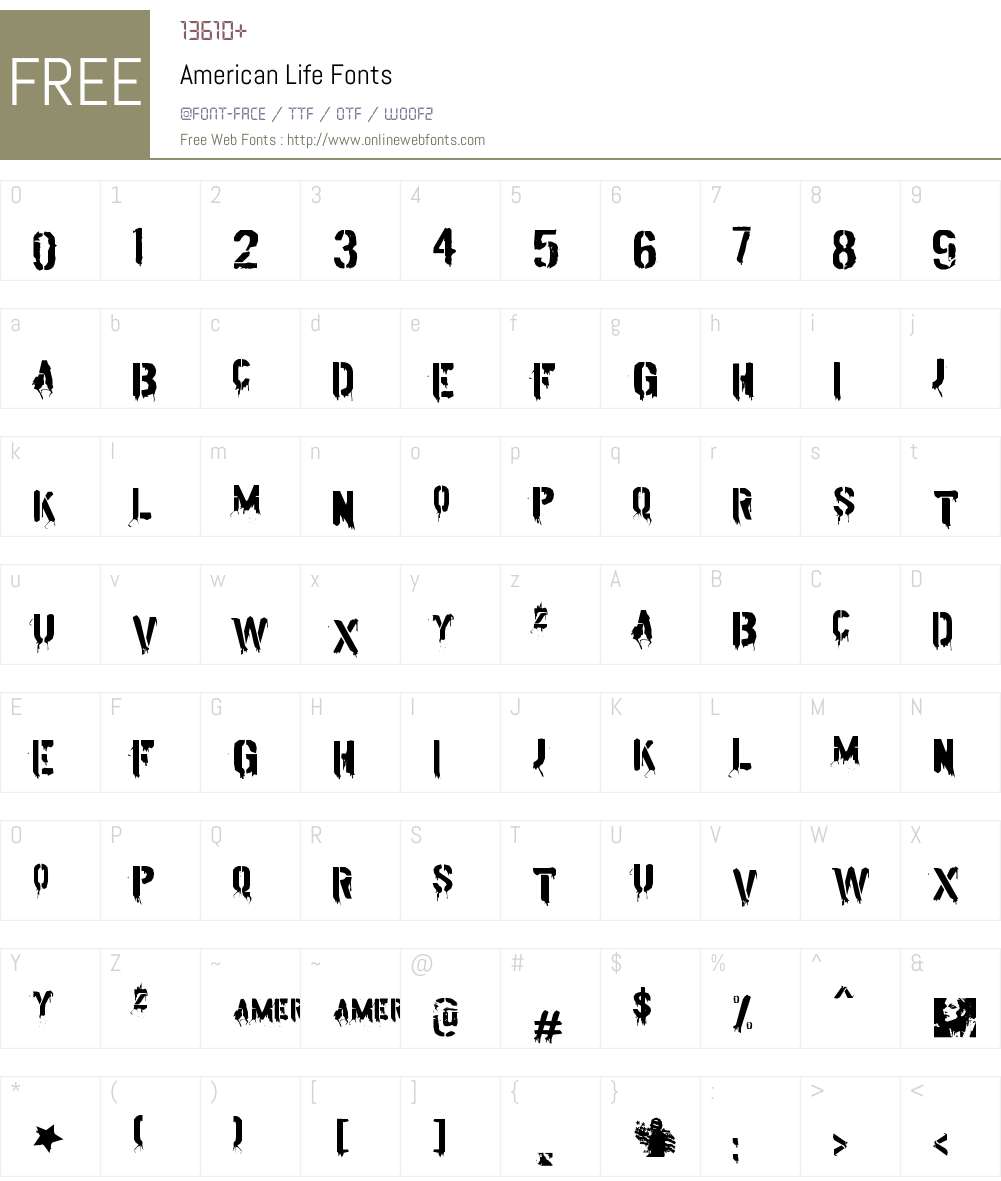 American Life Font Screenshots