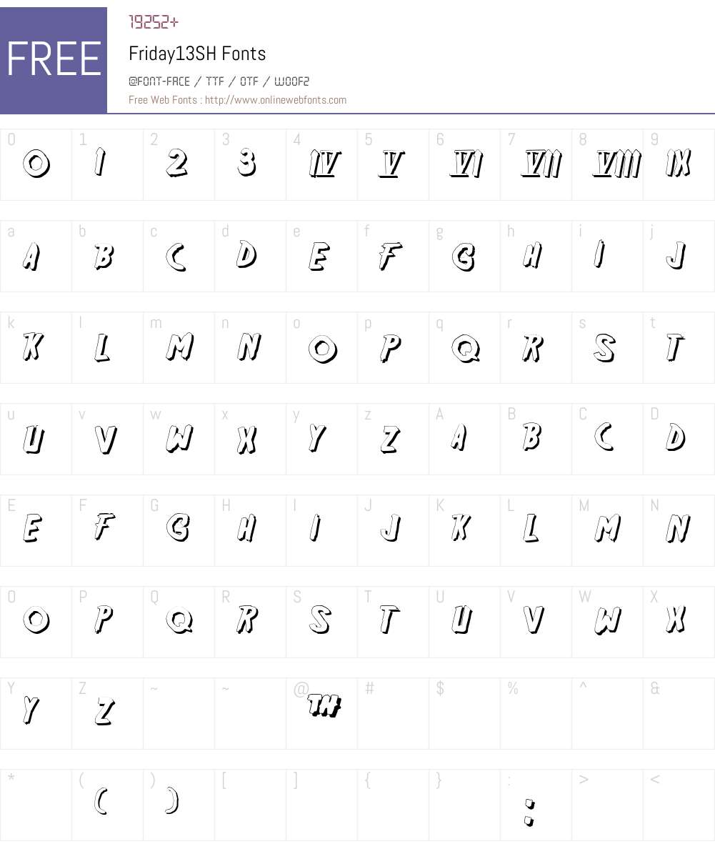 Friday13SH Font Screenshots
