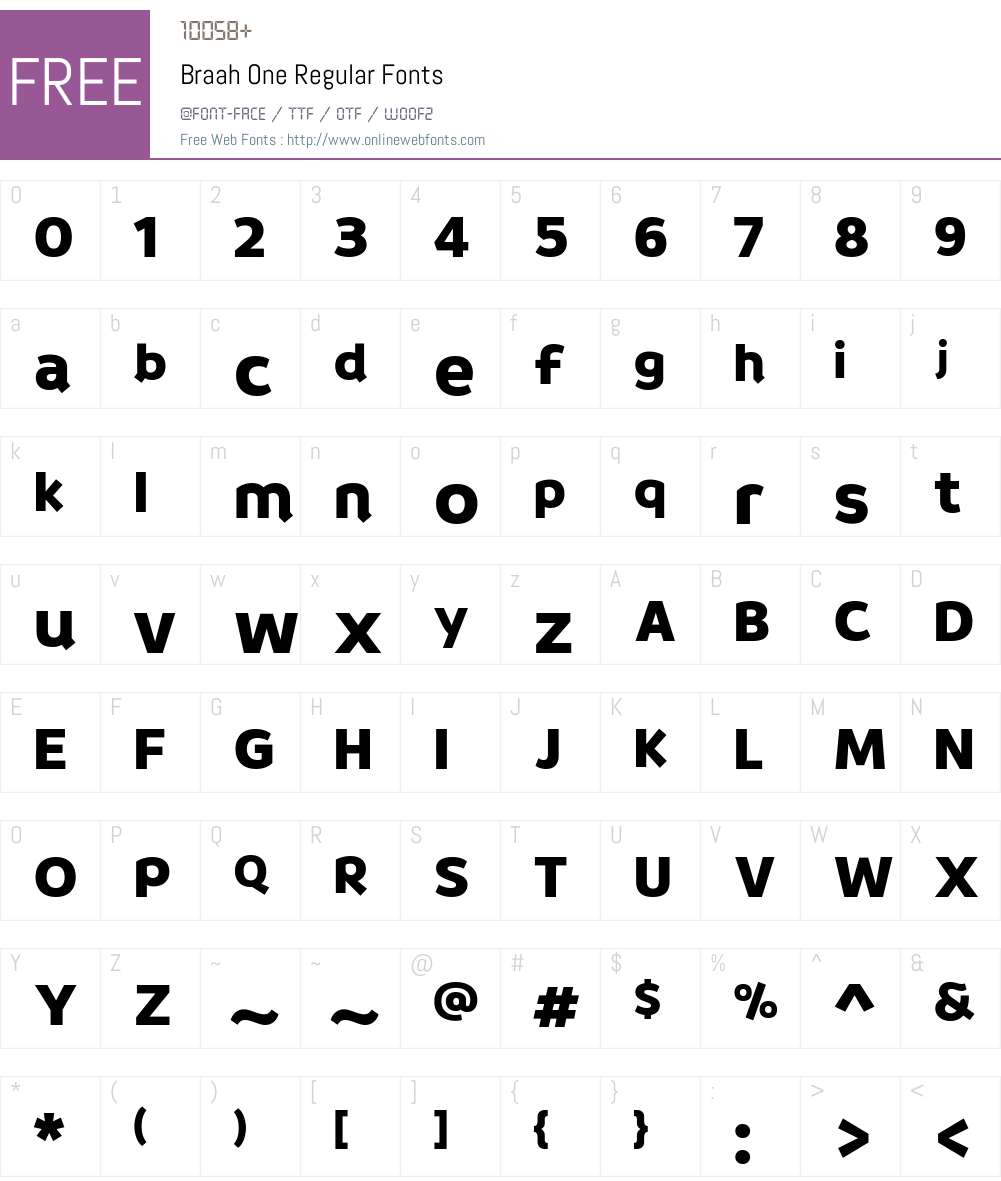 Braah One 1.001; ttfautohint (v1.8.4.7-5d5b);gftools[0.9.29] Fonts Free ...