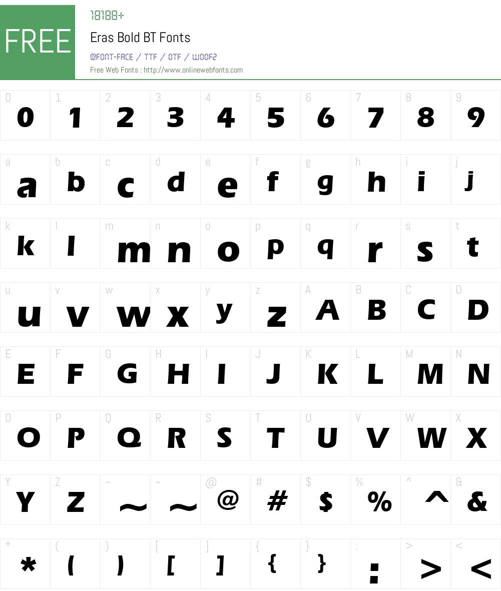 Eras Bd BT Font Screenshots