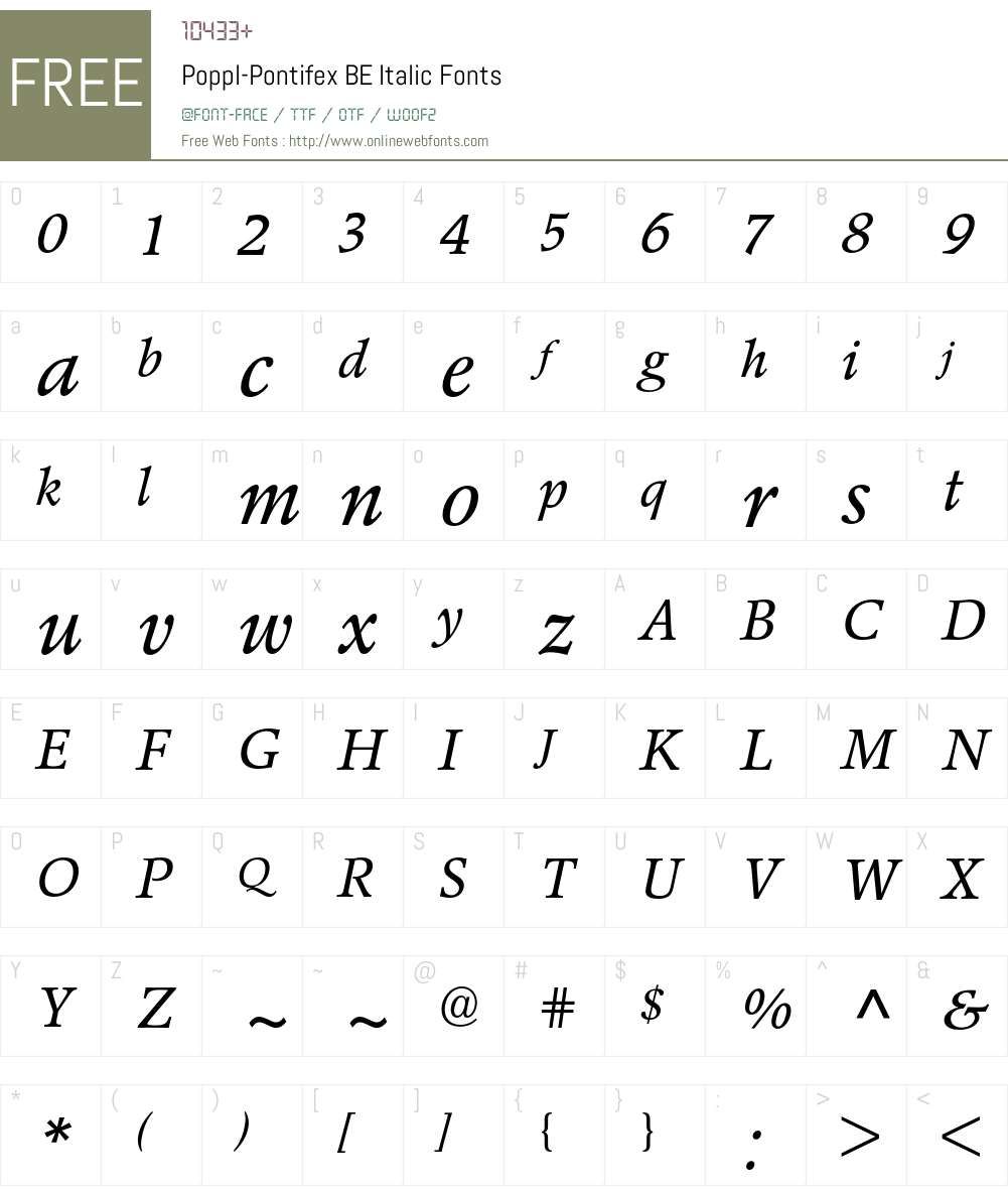 Poppl-Pontifex BE Font Screenshots