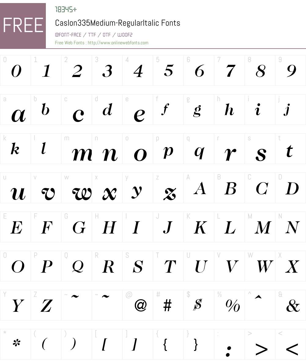Caslon335Medium Font Screenshots