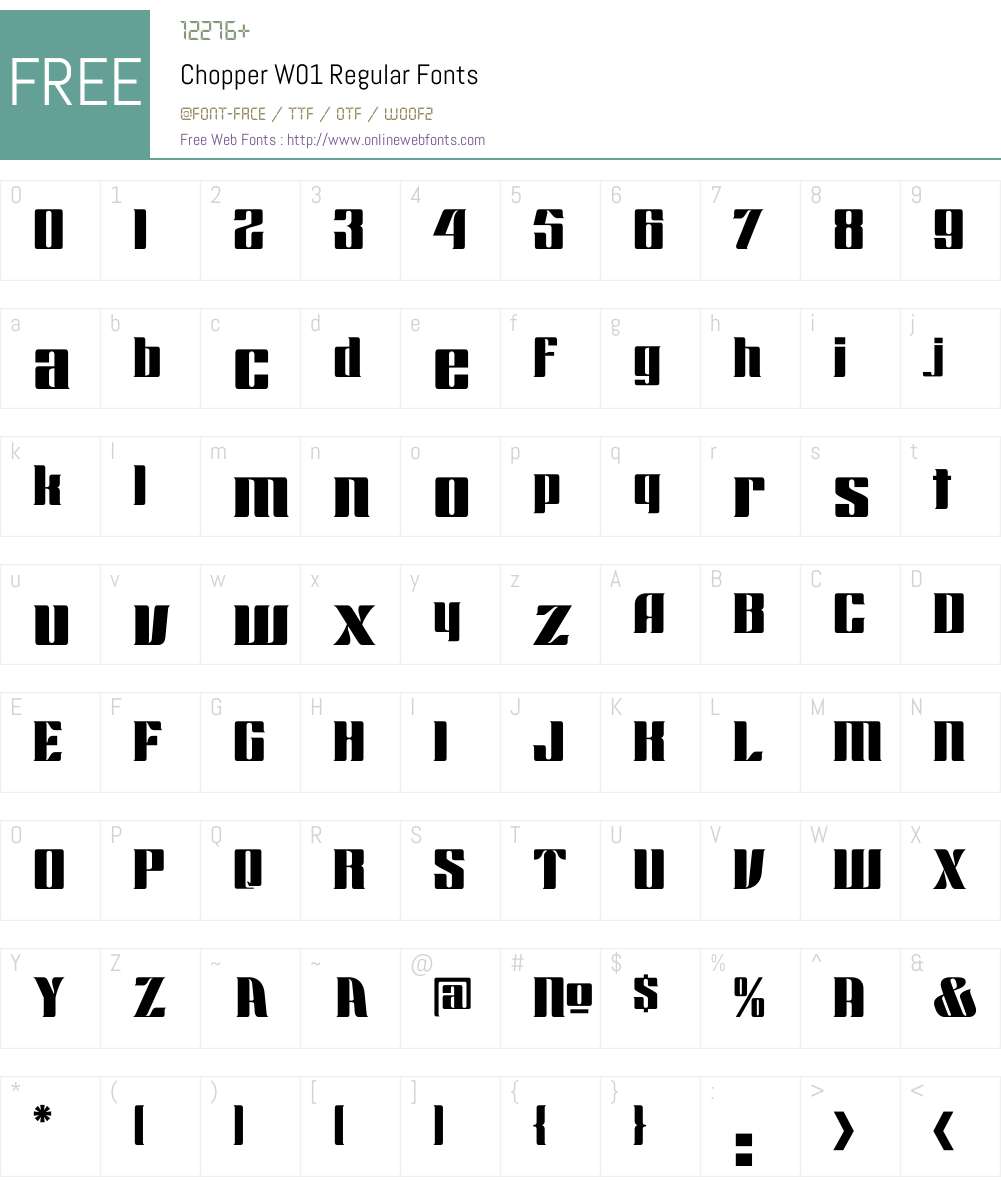 ChopperW01-Regular Font Screenshots