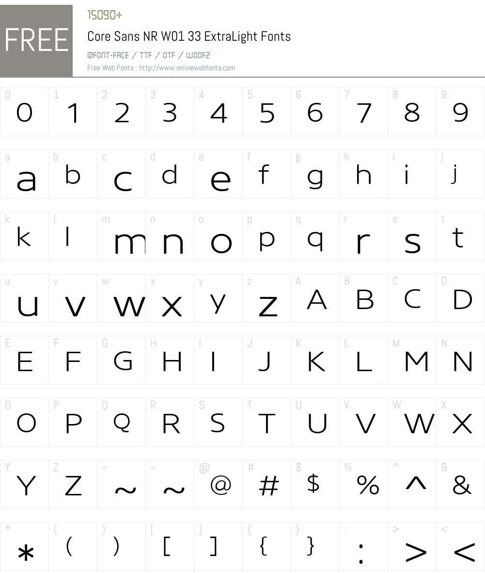 CoreSansNRW01-33ExtraLight Font Screenshots