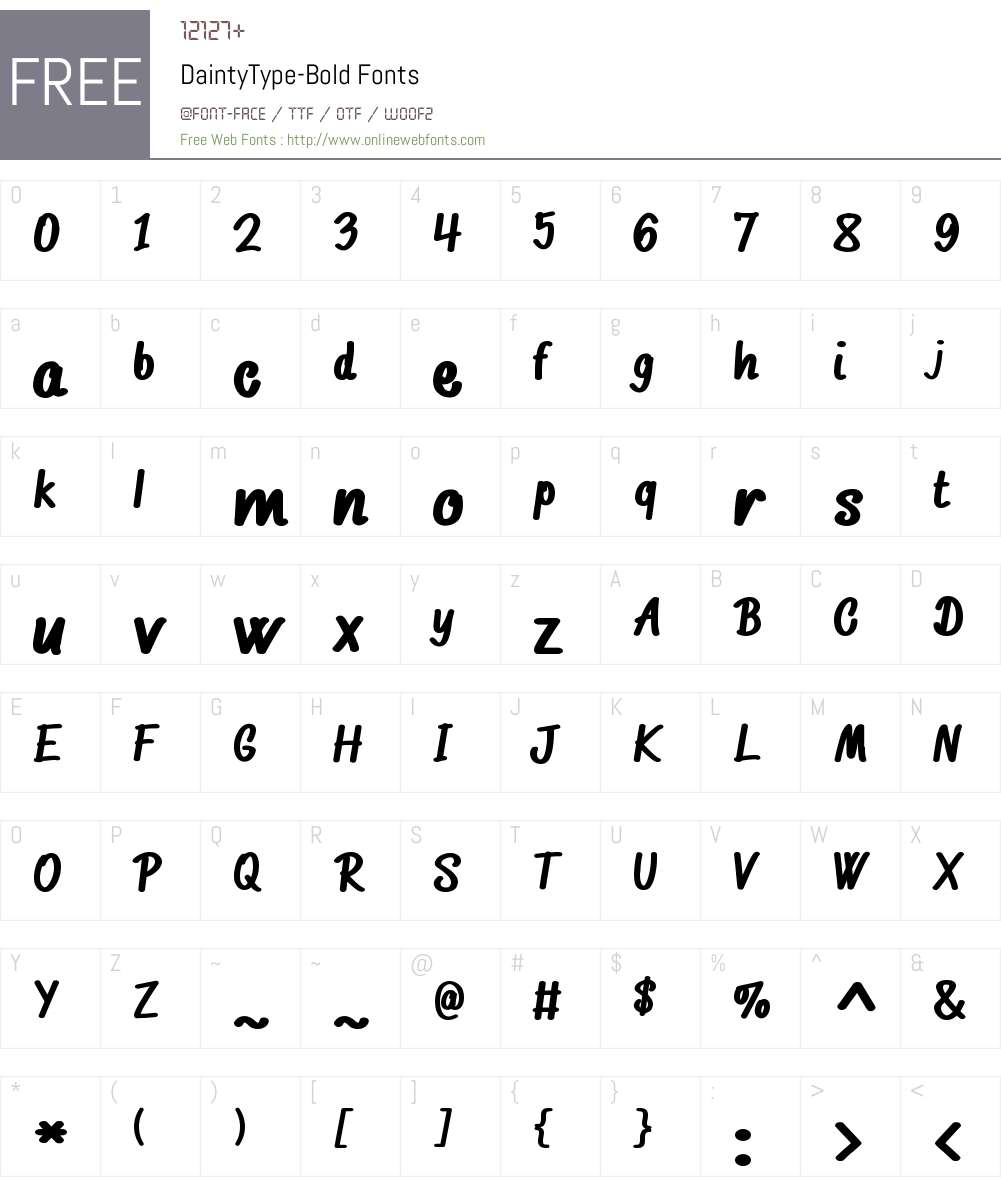 Dainty Type Font Screenshots