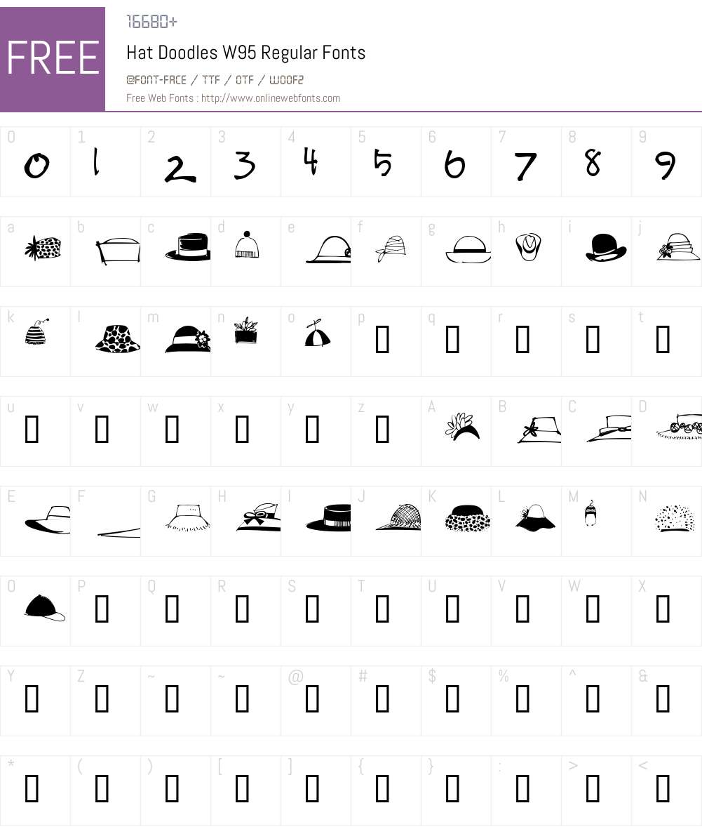 HatDoodlesW95-Regular Font Screenshots