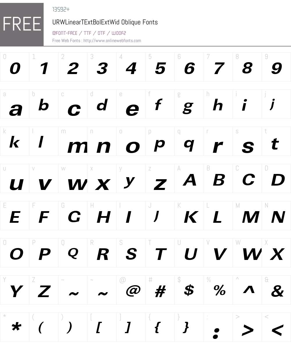 URWLinearTExtBolExtWid Font Screenshots