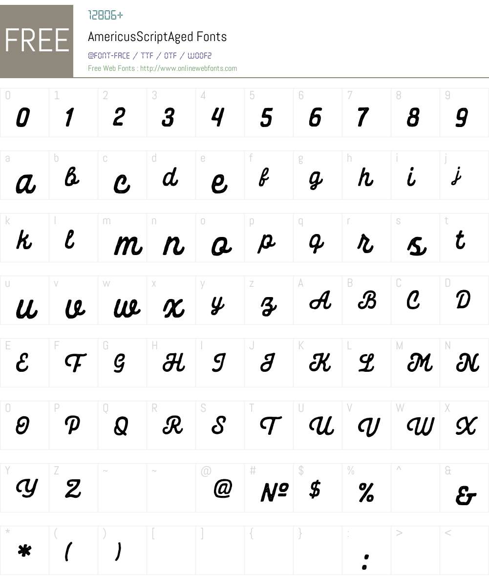 Americus Script Aged Font Screenshots