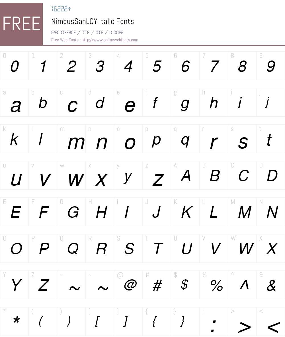 NimbusSanLCY Font Screenshots