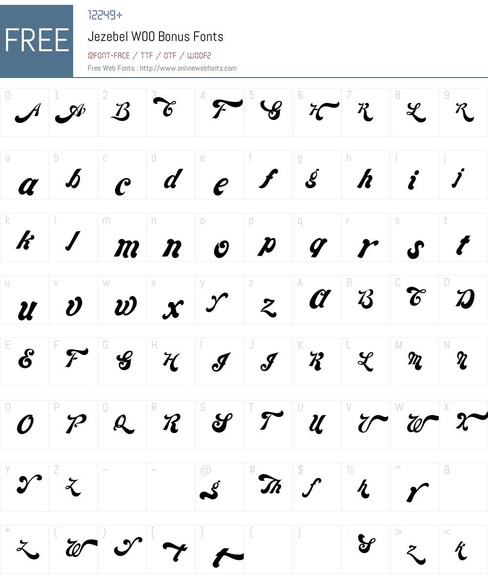 JezebelW00-Bonus Font Screenshots
