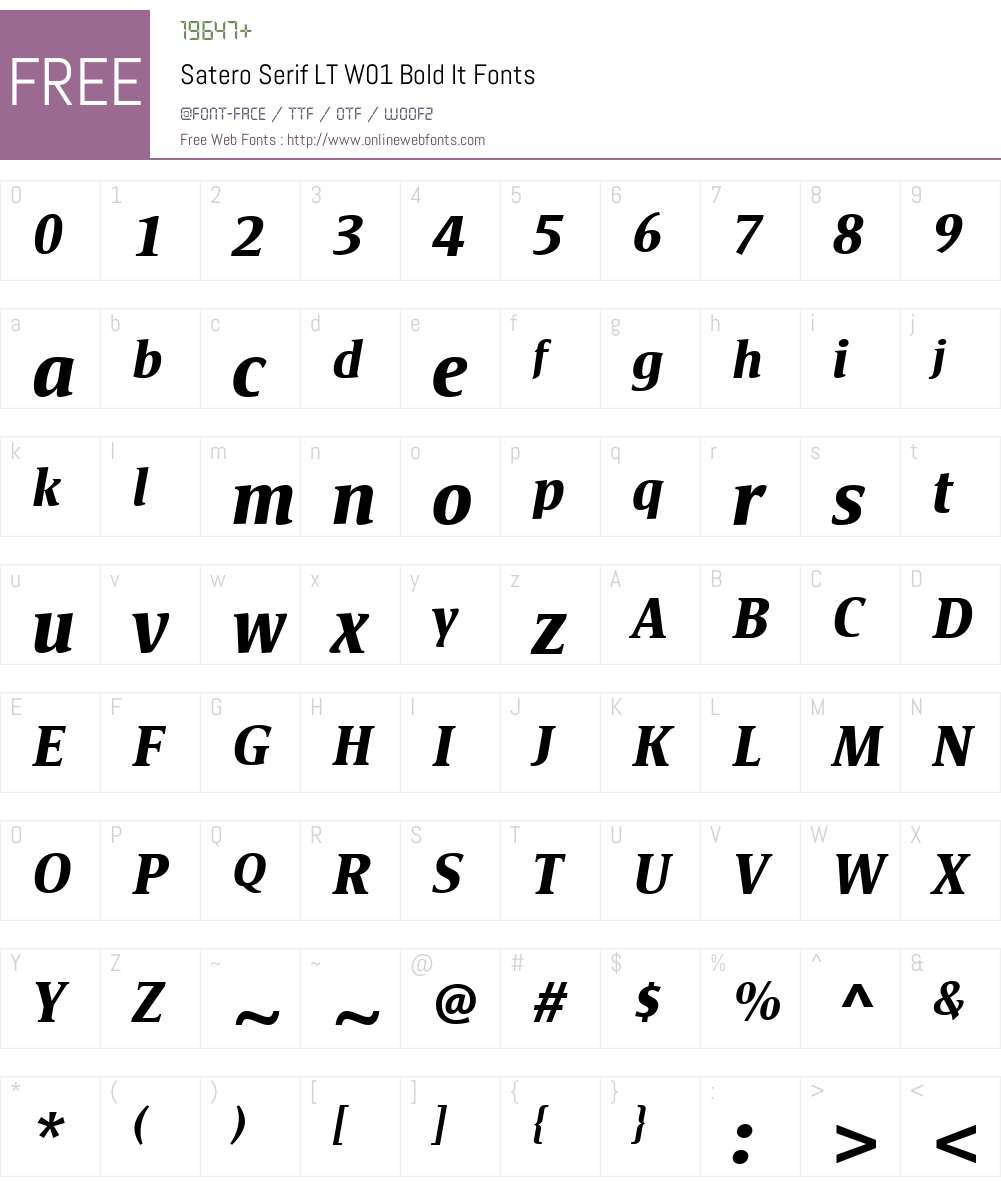 SateroSerifLTW01-BoldIt Font Screenshots