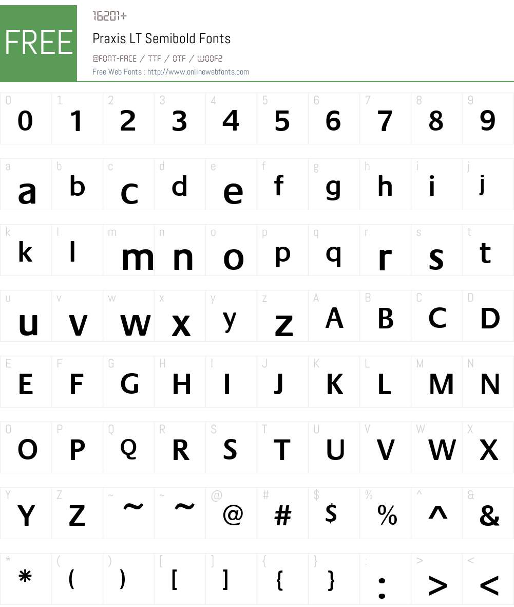 Praxis LT Semibold Font Screenshots