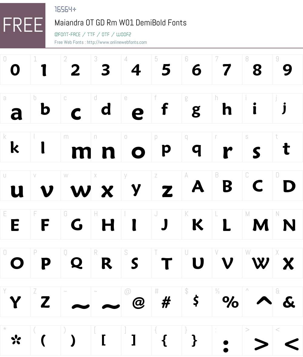 MaiandraOTGDRmW01-DemiBold Font Screenshots