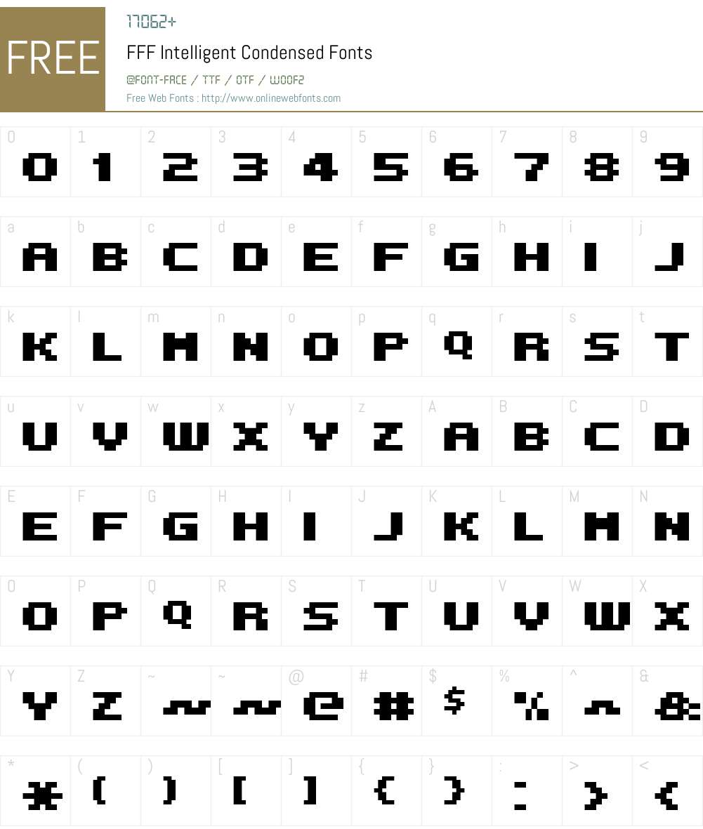 FFF Intelligent Condensed Font Screenshots