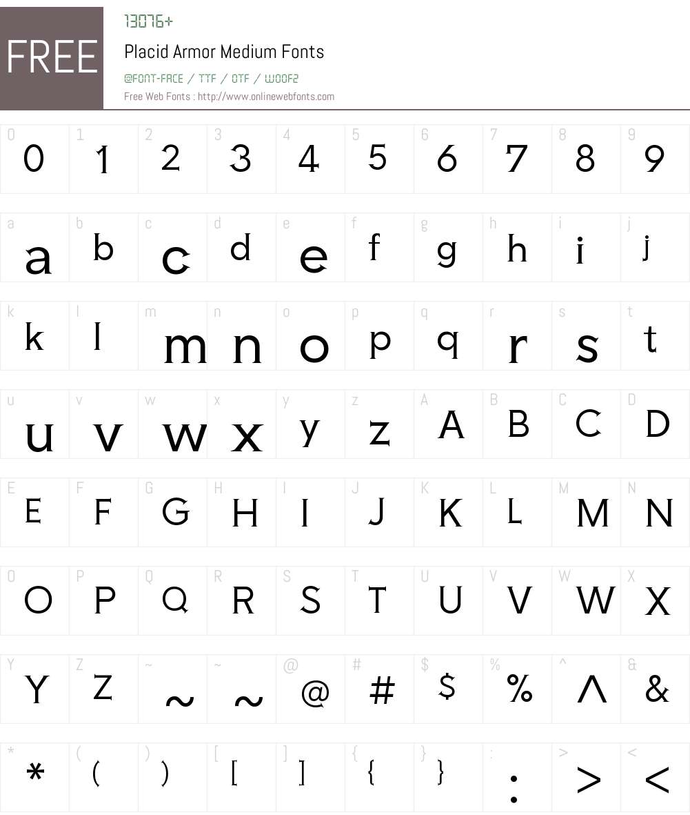 Placid Armor Medium Font Screenshots