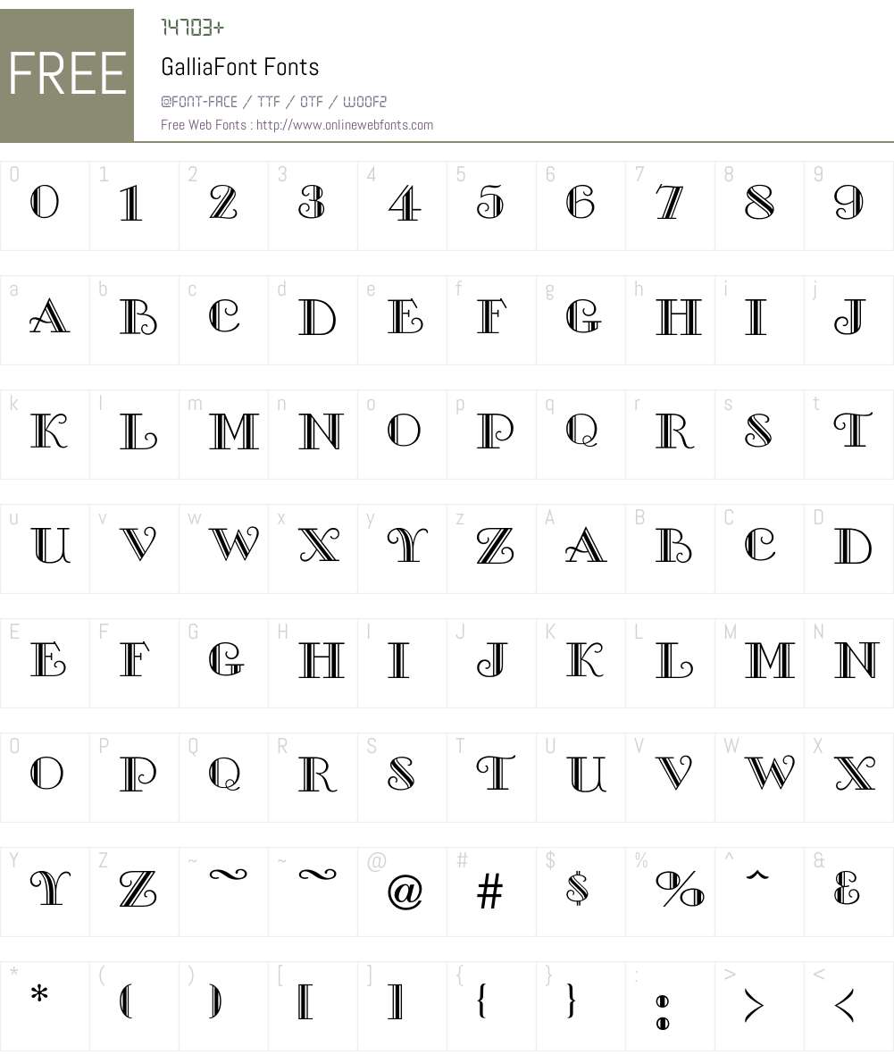 Gallia Font Screenshots