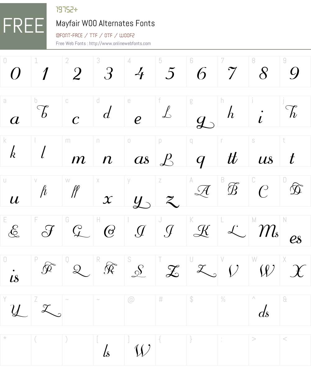 MayfairW00-Alternates Font Screenshots