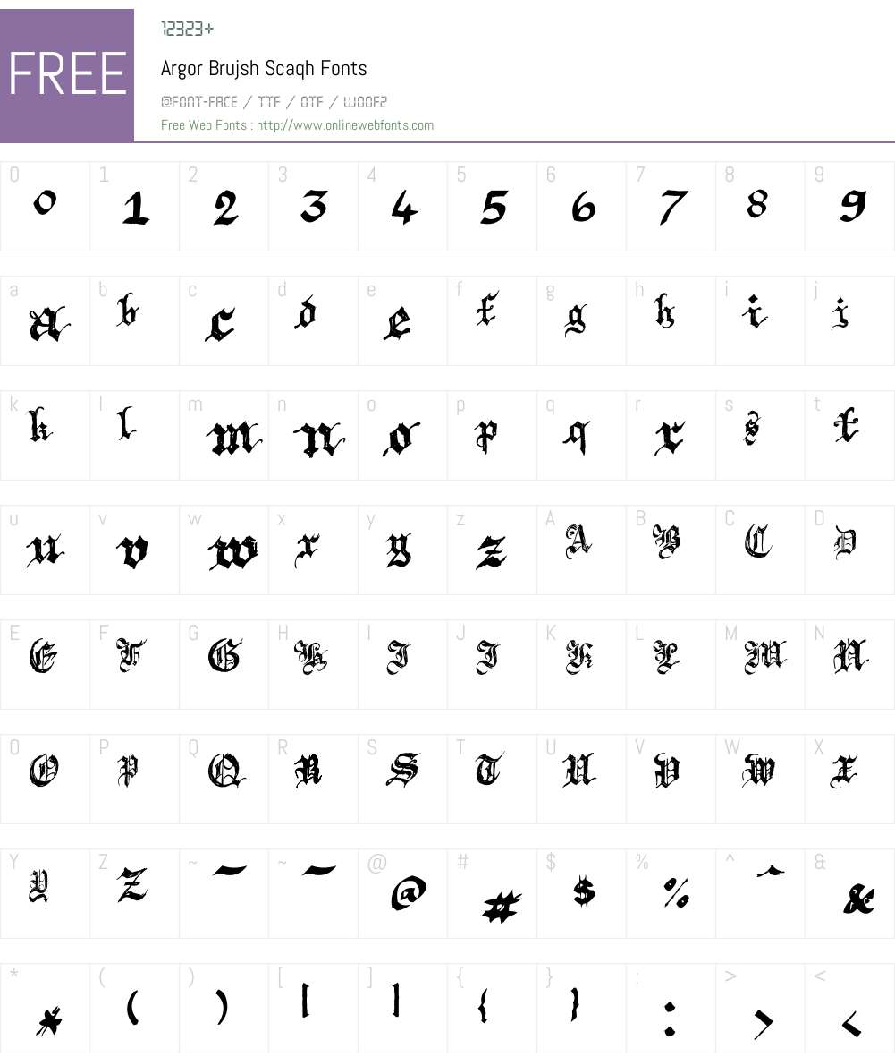 Argor Brujsh Scaqh Font Screenshots