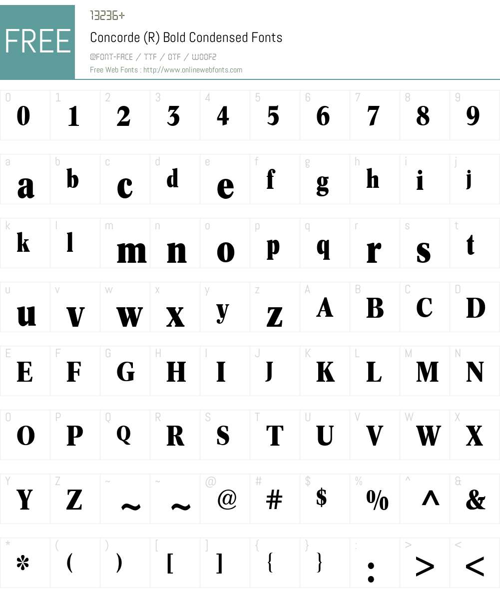 ConcordeCondensedBQ Font Screenshots
