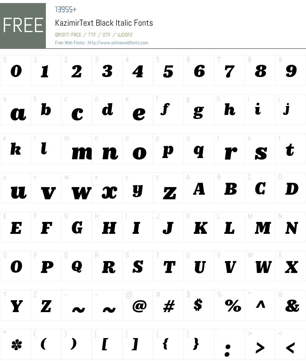 KazimirText-BlackIt Font Screenshots