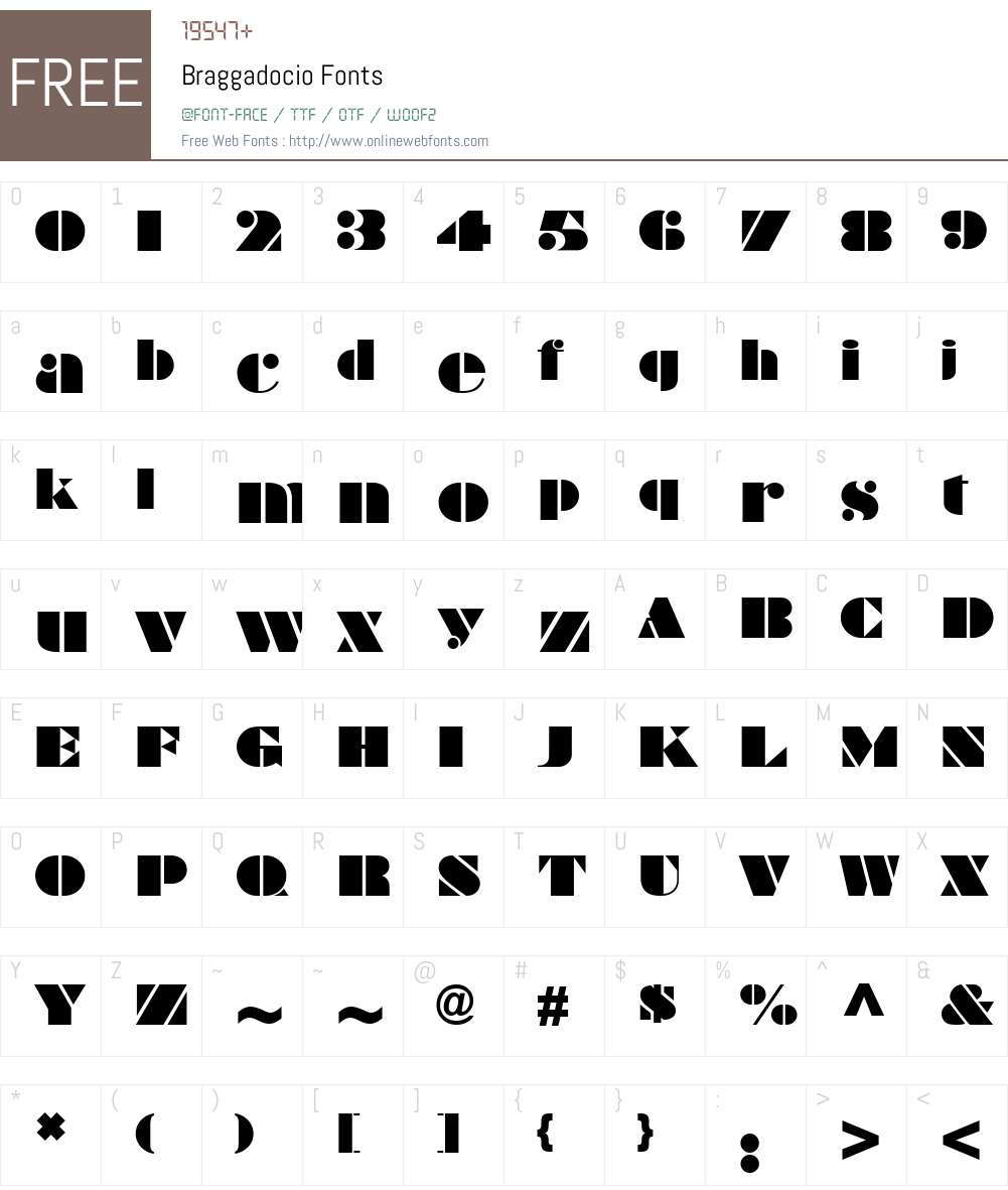 Braggadocio Font Screenshots